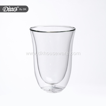 Customized Logo Glass Double Wall Cup